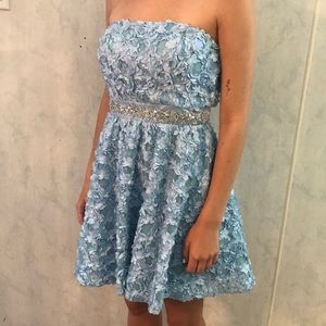 Baby blue floral homecoming dress